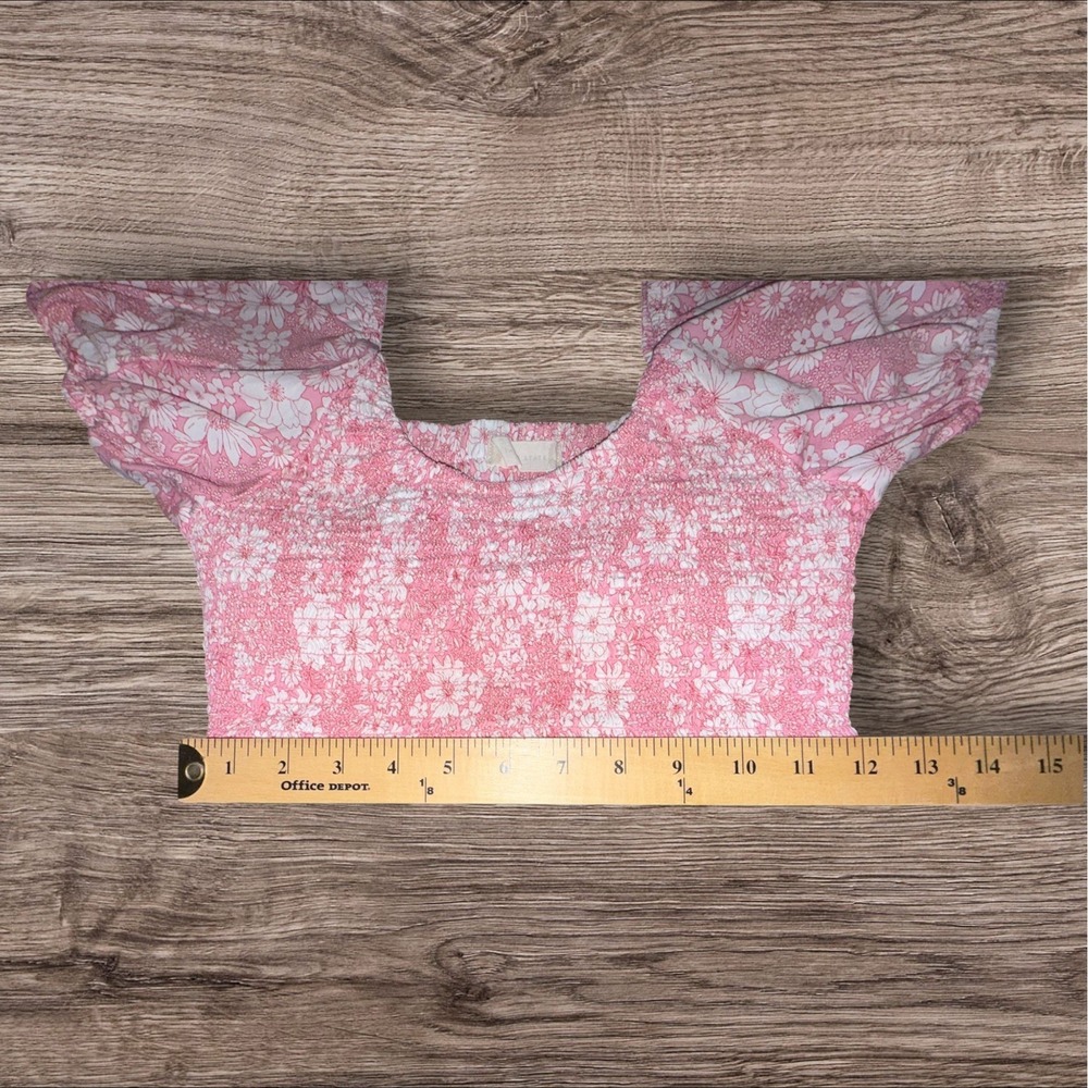 Altard State Floral Smocked Crop Top S Pink Puff Sleeve Cottagecore Boho Urban - Picture 5 of 10